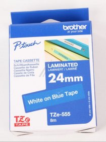 Brother Colour Cartridge - Tze555 Label Tape White On Blue 24mm-8m Laminated Brother