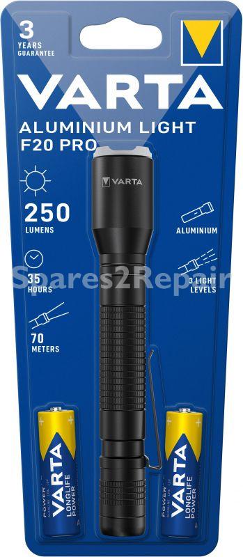 Varta Torch - F20 Pro 16607 101 421 Aluminium Lamp 2aaa With Battery
