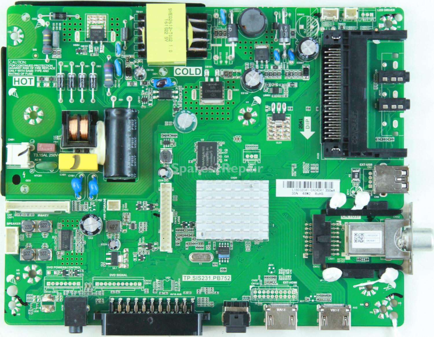 Seiki SE32HD07UK - Main Board - L16032041 - 34015810 - TP.SIS231.PB752